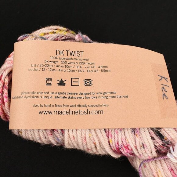 Madelinetosh DK Twist Yarn Superwash Merino 250 Yds Hand Dyed Klee Colorway - Picture 3 of 3
